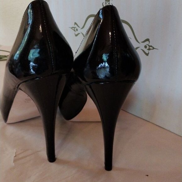 Footcandy Black Patent Peep Toe Heels - Picture 7 of 12